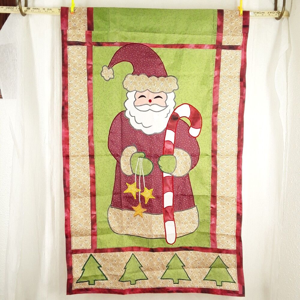 Santa Claus House/Yard Flag, Large 43"x27" Applique Reversible Christmas St Nick